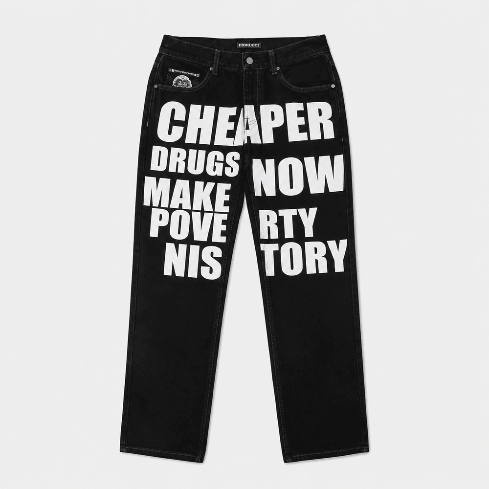 STREETWEAR USA EMBROIDERED BLACK CARGO JEANS